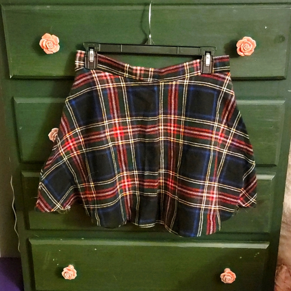 Plaid high waist skirt